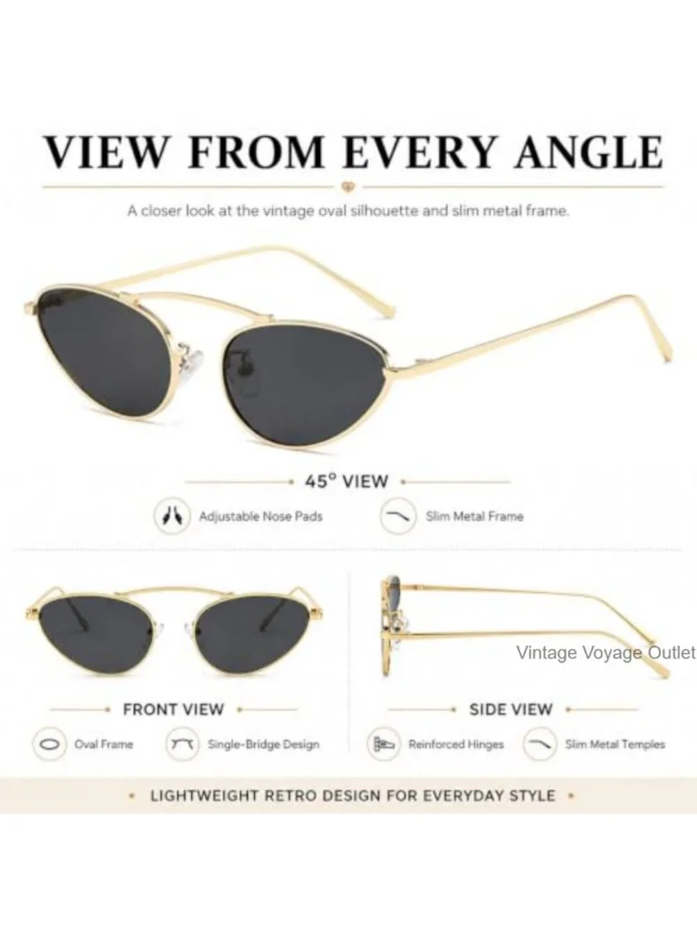 Vintage Narrow Cat Eye Sunglasses for Women Metal Frame UV400 Retro Shades